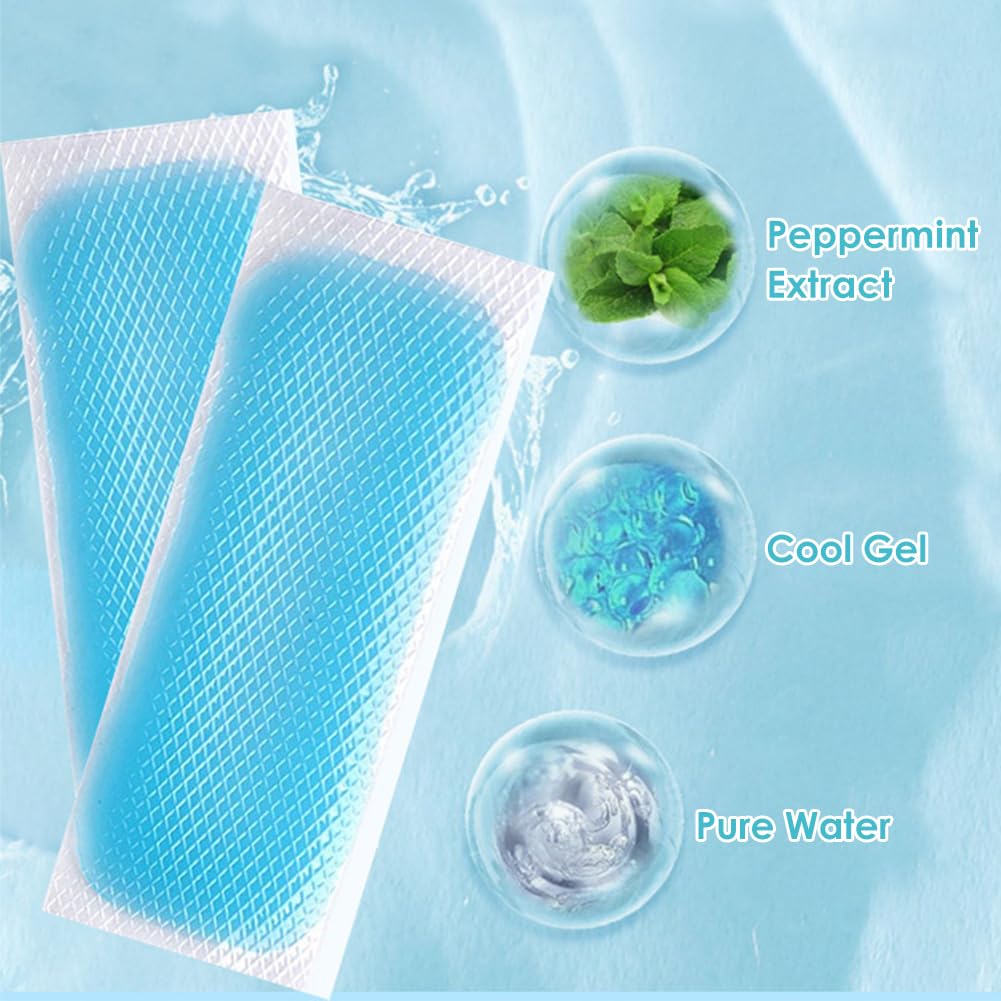 Parches De Gel De Enfriamiento, 20 Piezas Parches De Gel Refrescante, Parche Refrescante, Parche De Alivio De De Refrigeración, Productos Refrescantes Para El Escalofrío De La Fiebre Y Otros Síntomas