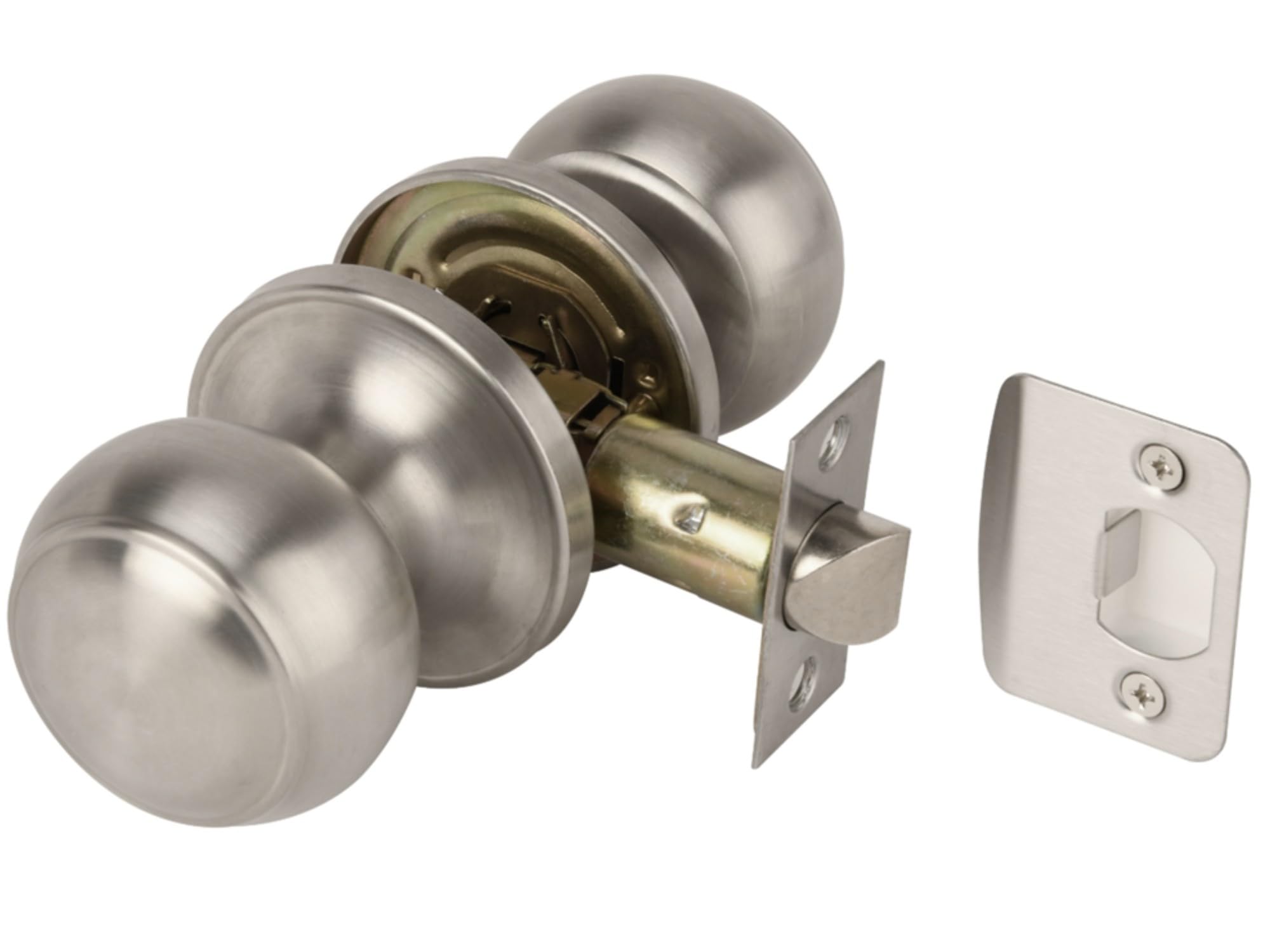 Hunta Satin Stainless Steel Handlezone® Riva Passage Knobset, Non-Locking Interior Door Knobset, Adjustable 60-70Mm Latch, 1 Set –