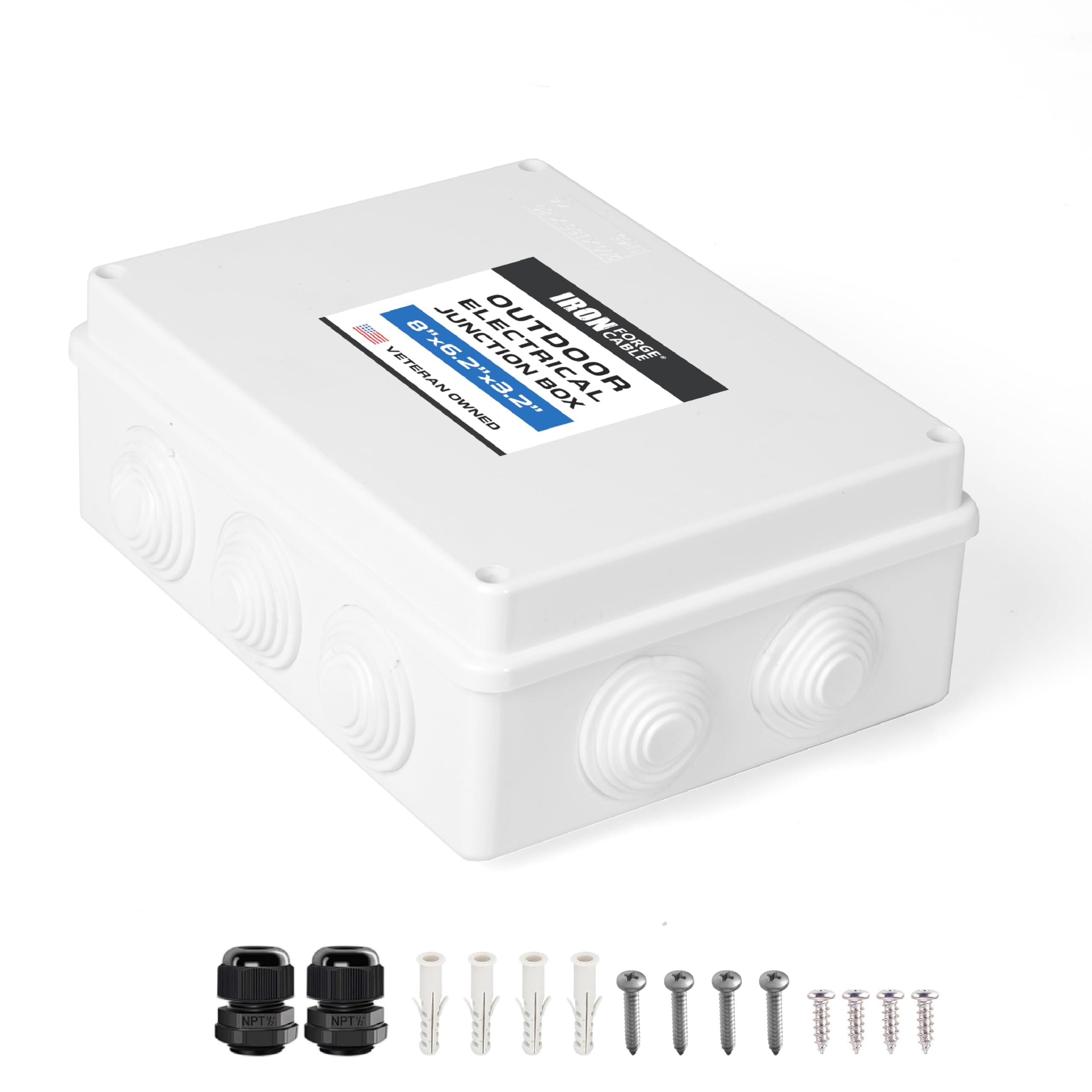 White ABS IP65 12 Holes Waterproof Enclosure Junction Box 255x200x80mm