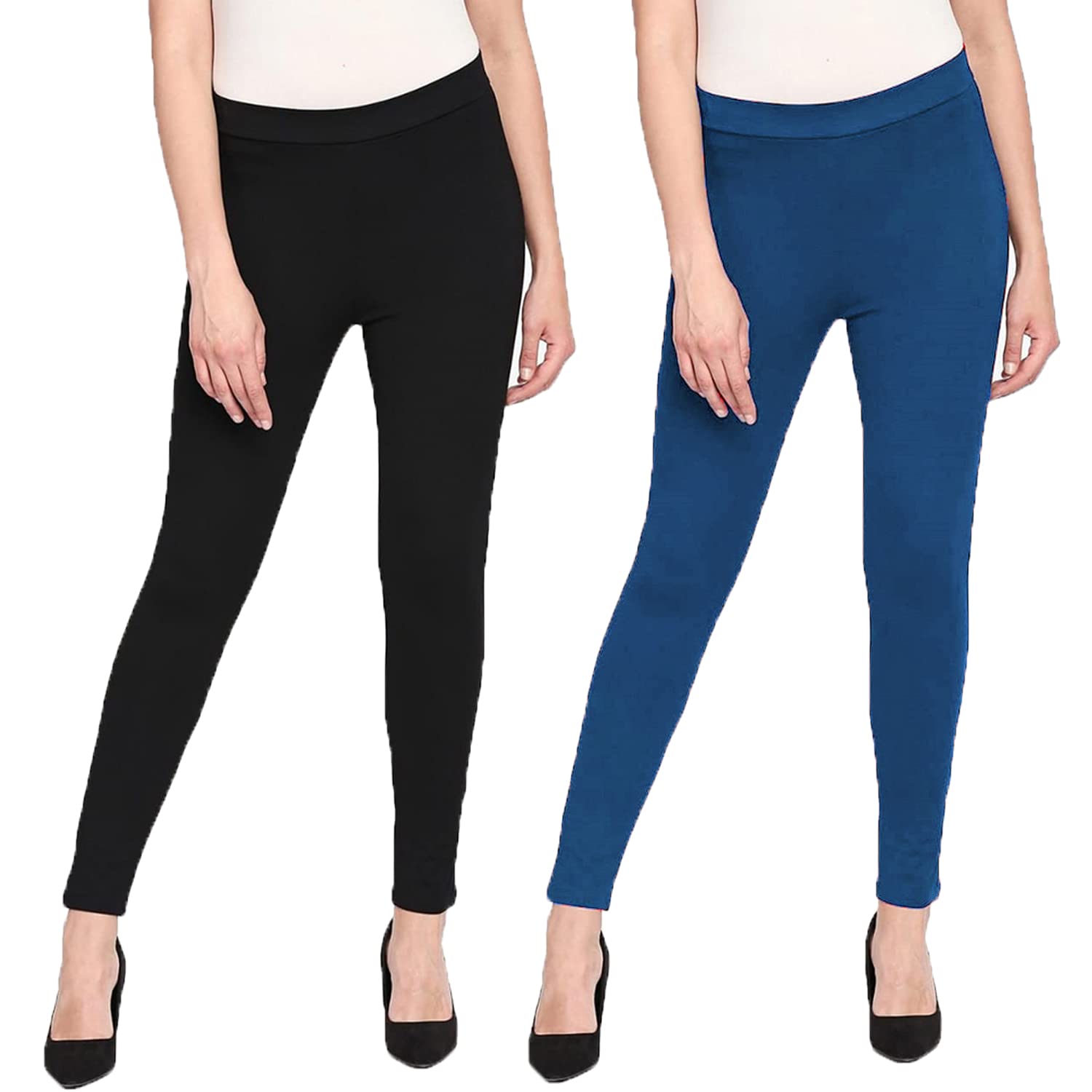 brand flex Womens Slim Fit Lycra Stretchable High Rise Jeggings,Ankle Length With (Multi Color & Waist 26 To 34) (Free Size, Black,Blue)-picture-55