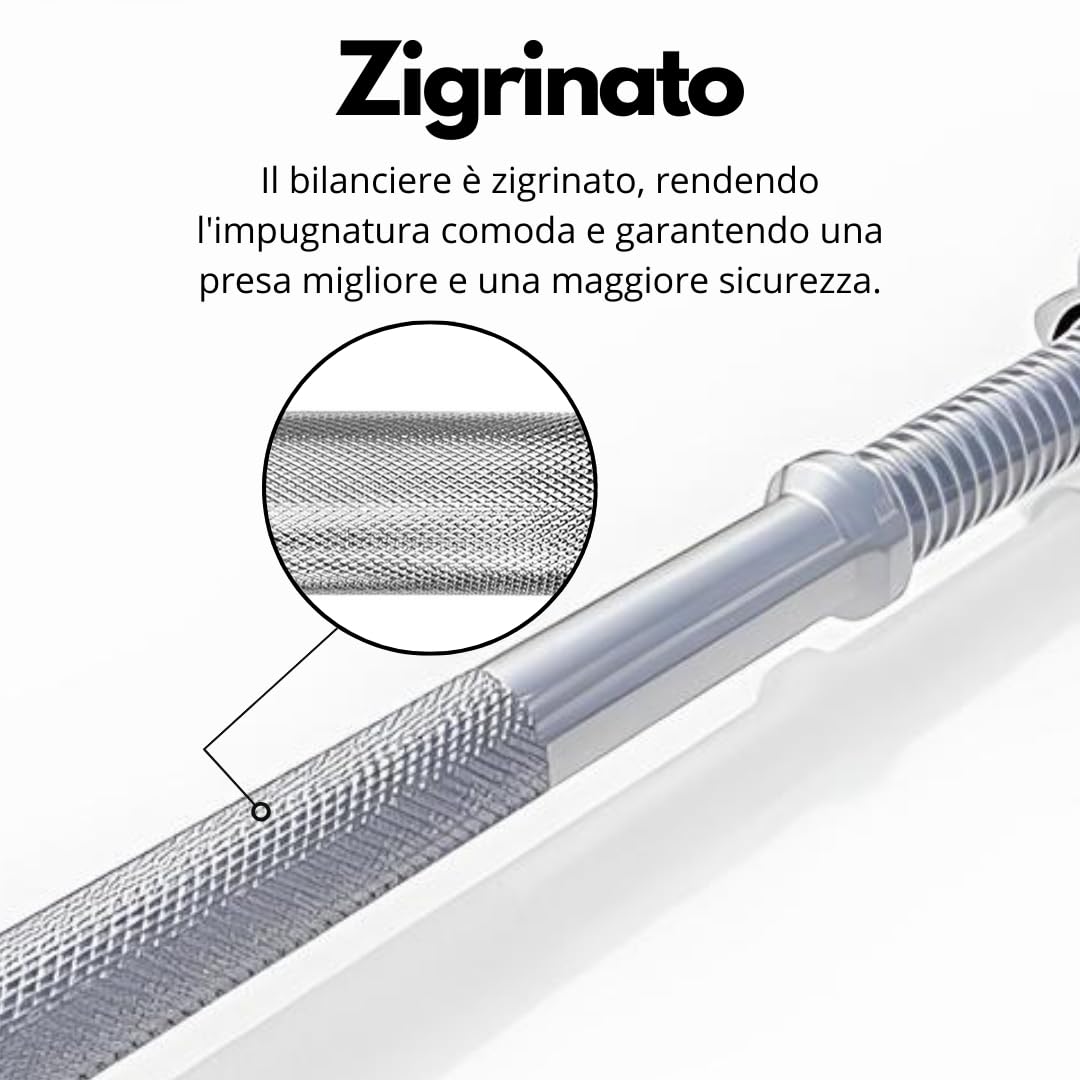 Bilanciere Palestra in Acciaio con Fermadischi Inclusi - Bilanciere 25mm Cromato 180 cm (7 KG) - Attrezzi Palestra Casa - Fitness Home Gym - Allenamento a Casa ottimale