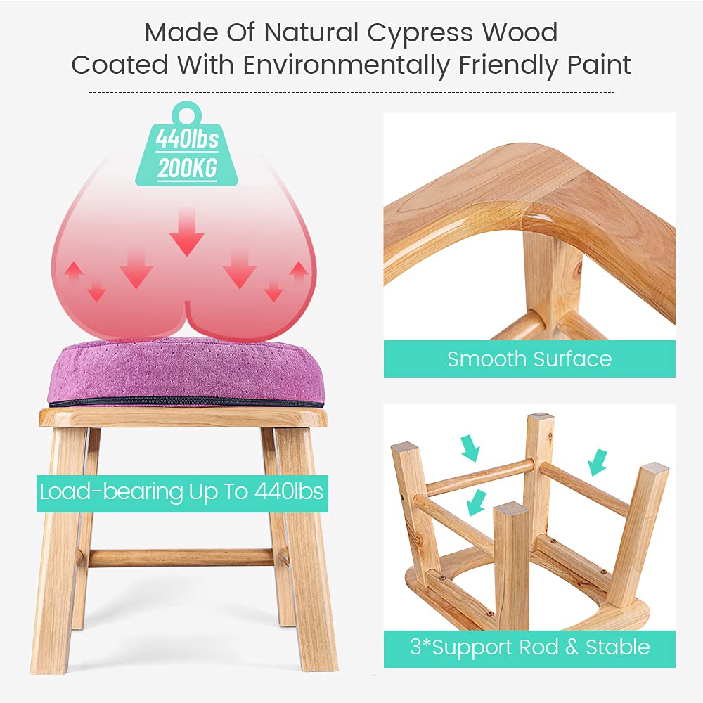 Yoni Steam Seat Kit with Gowns, Wooden V Steam Seat Kit with Cushion, Yoni Steam Chair for