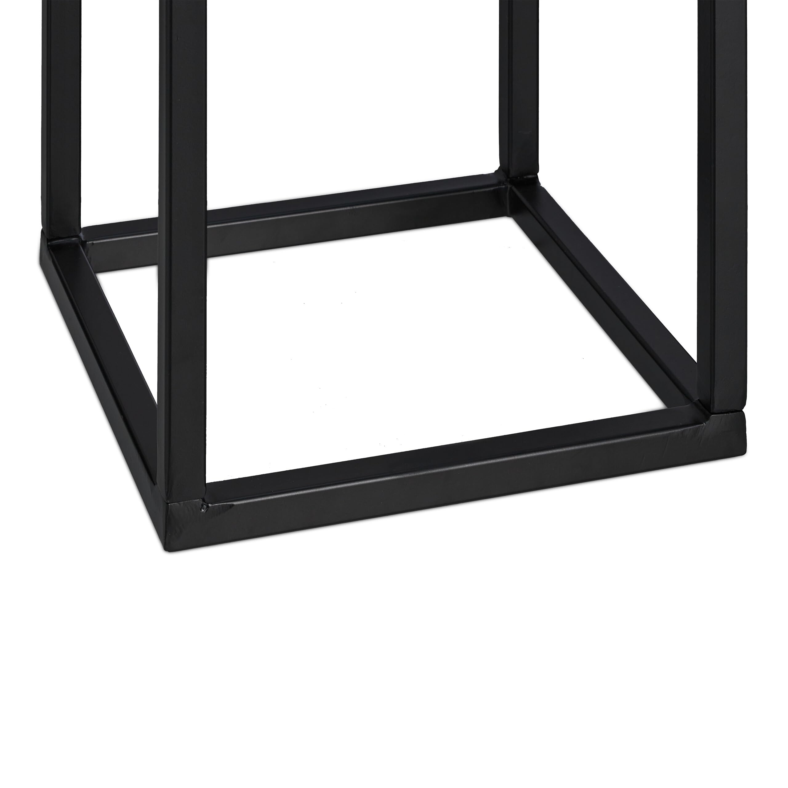 Relaxdays Leñero para Chimenea Mediano, Metal, 60x30x30 cm, Estante de Leña para Interior, para Apilar Troncos, Negro