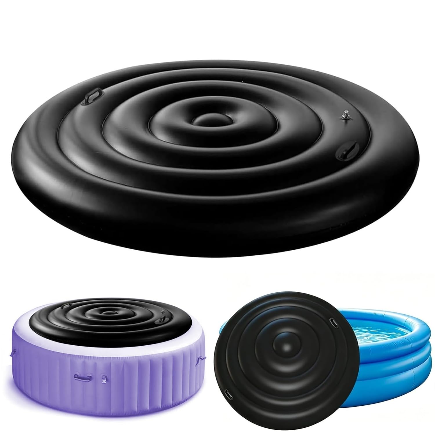 Couvercle de Bain à Remous Rond 160CM, Couvercle Spa Gonflable