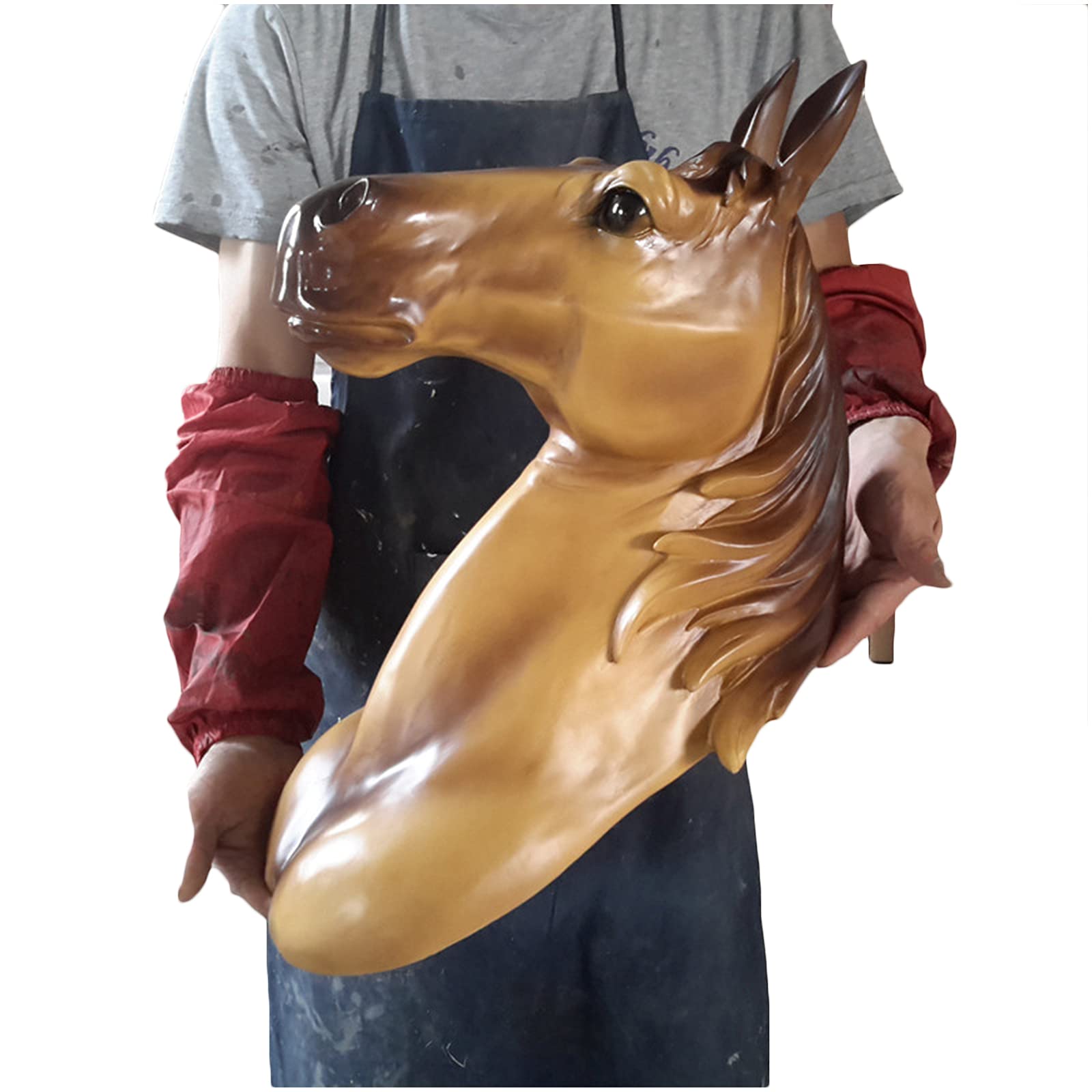 YXCQHZM Escultura de cabeza de caballo montada en la pared de 18 pulgadas, arte para colgar en la pared, arte de taxidermia sintética, decoración de busto para el hogar, bar, decoración de pared