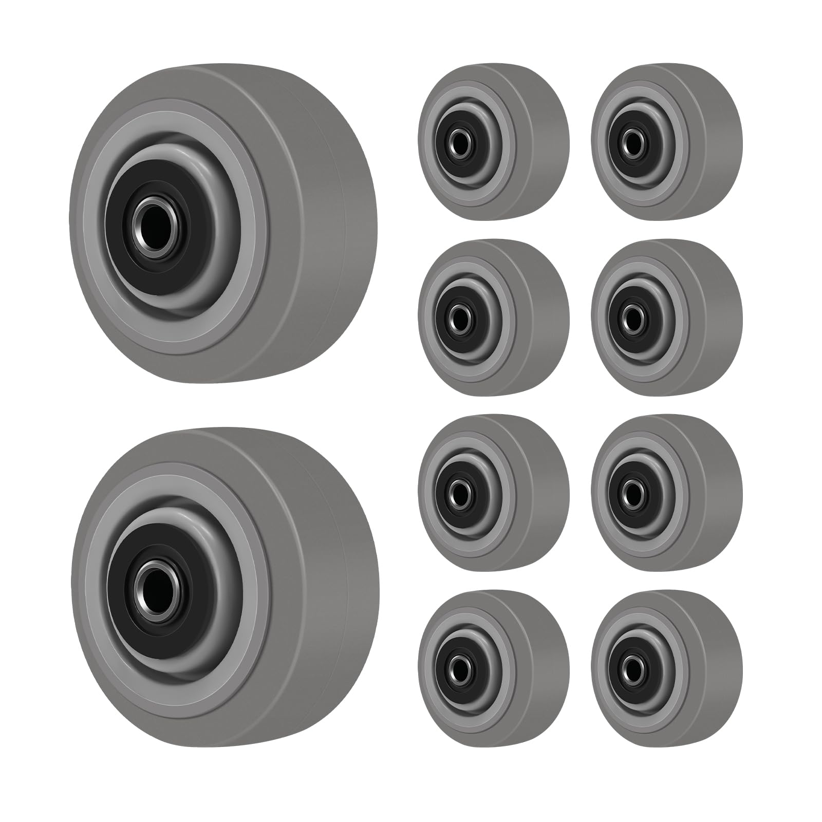 4 Inch Caster Wheels- Heavy Duty Casters, Rubber Wheels with up to 450LB Capacity Per Wheel for Hotel, Hospital and School Carts (10 Pack)