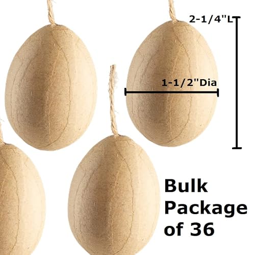 Pack of 36 Paper Mache Egg Ornaments by Factory Direct Craft Papier Mache Eggs for Easter Decorating and Crafting - Thumbnail 3