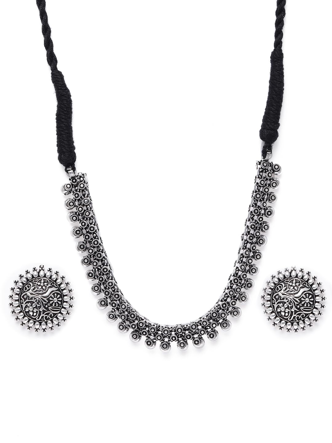 Binni s Wardrobe Womens Dual Toned Hand Made Textured Choker Jewellery Set (Oxidised Silver Carfted) (B0CS6RK5KT) Amazon Price History, Amazon Price Tracker