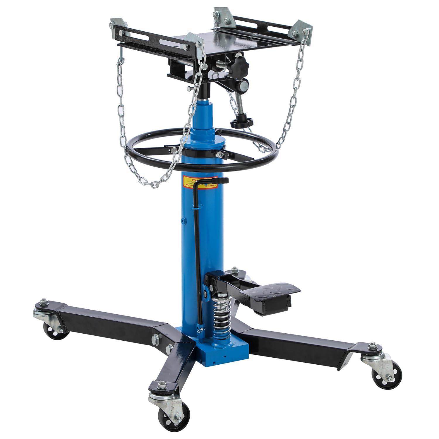 KATSU Tools Hydrauliczny podnośnik skrzyni biegów – pojemność 0,5 tony, podnośnik teleskopowy do 175 cm, kółka obrotowe, nożny i regulowane siodełko, do podnośnika samochodowego, garażu