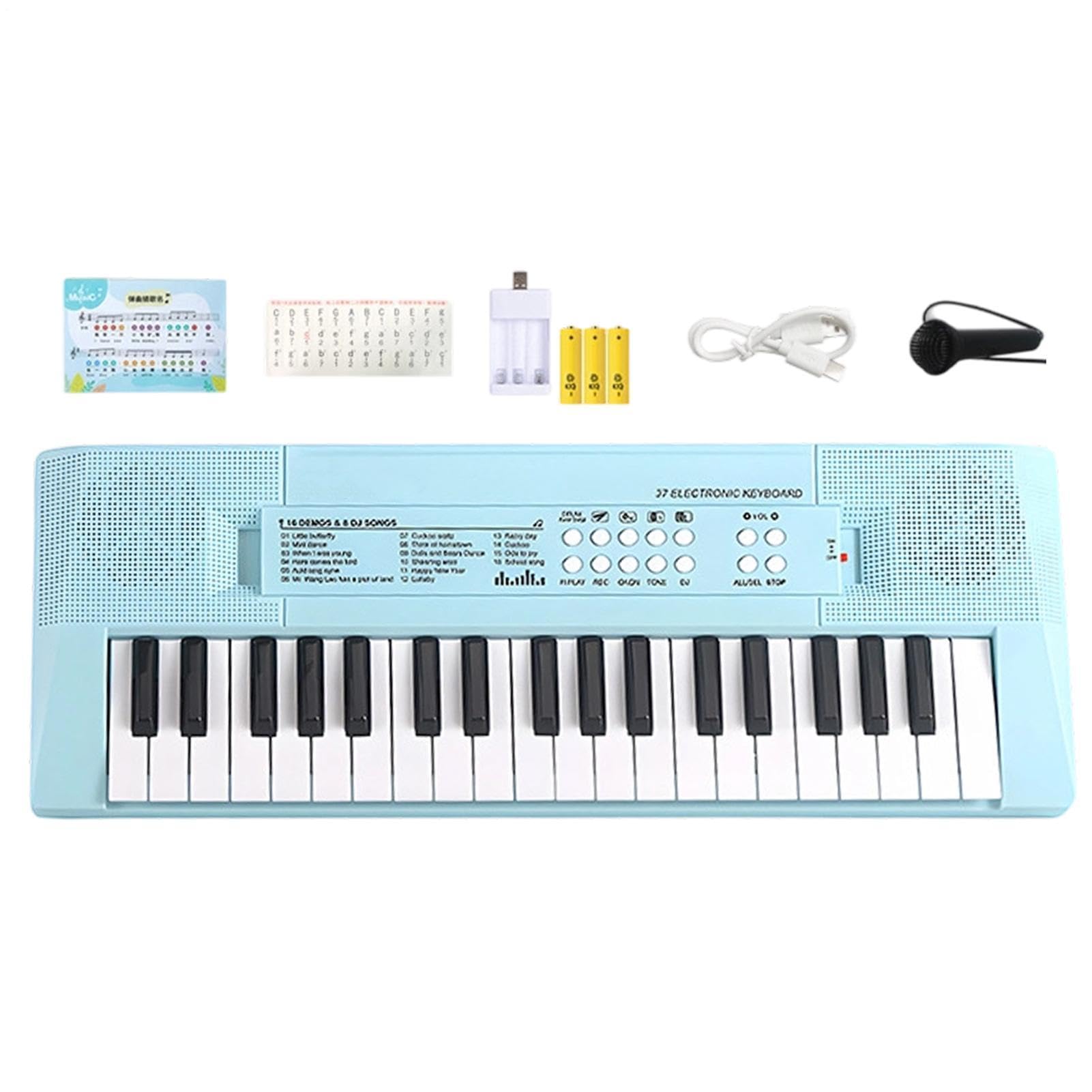 Piano Infantil con micrófono, 37 Teclas, 10 Canciones integradas y
