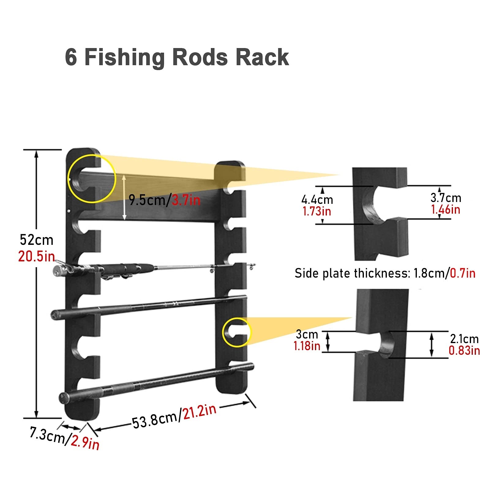 ロッドホルダーウォールマウント釣り竿ディスプレイラック、木釣り竿ホルダー水平ストレージオーガナイザー6ロッド用、素晴らしい贈り物S＆Lにとって釣り Amazon.co.jp: ロッドホルダー ウォールマウント 釣り竿ディスプレイ