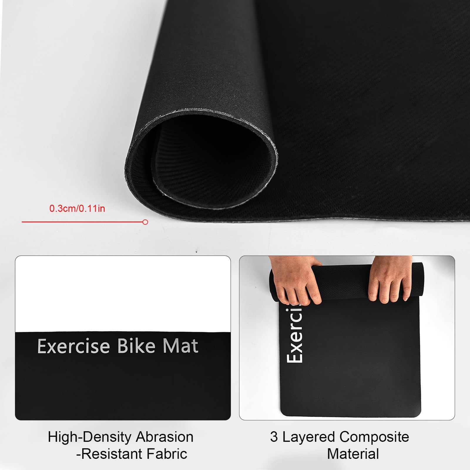 2 tappetini di protezione per pavimenti per attrezzature da fitness, cyclette, antiscivolo, per Peloton, tappetino protettivo antiurto per tapis roulant, tappetino fitness, 60 x 30 cm