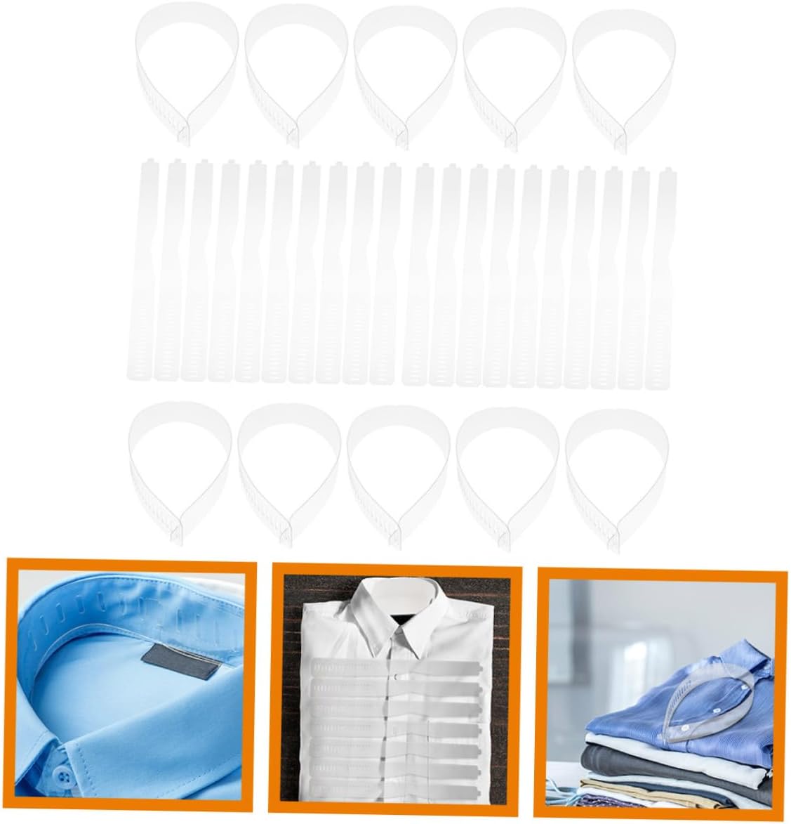 60pcs Collar Strips for Men and Button down Shirts Pvc Collar Stays Fixing Tools