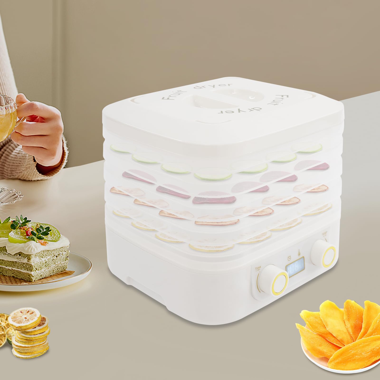 Essiccatore con indicatore LED, essiccatore per alimenti con timer digitale da 1-48 ore e controllo della temperatura, essiccatore alimentare per jerky, frutta, erbe, snack per cani