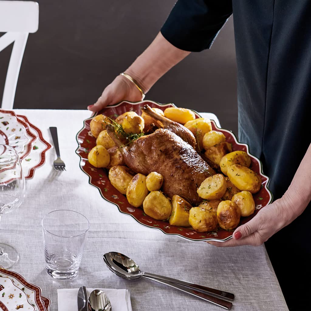 Villeroy & Boch Toy's Delight Plat de Service Ovale, Porcelaine Premium, Rouge