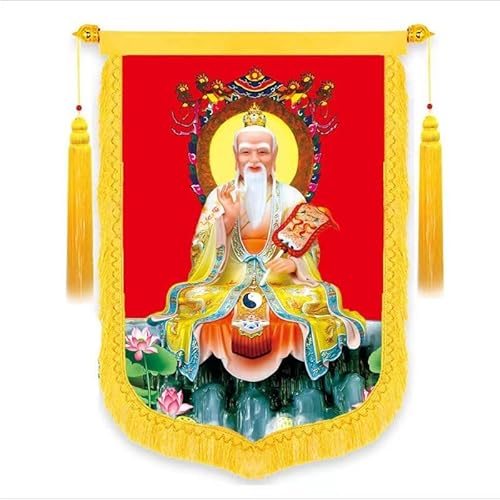 FYECMSA Exquisitas pinturas decorativas, pancartas dedicadas a Taishang Laojun Banner Moral Tianzun mezclado Yuan Laojun Banner el lavado digital no se desvanece.