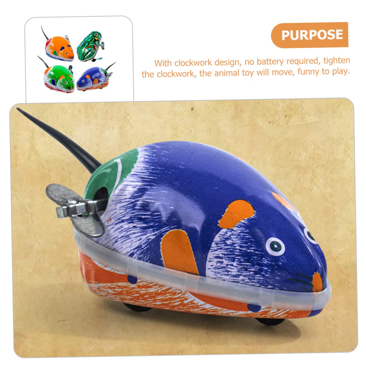 DECHOUS Vintage Clockwork Tin Toys 4pcs Kids Walking Animal Toys No Battery Needed