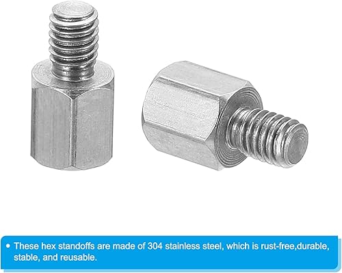 Miniatura 4 de PATIKIL M3x5mm+0.157 in Macho-Hembra Hex Standoff, paquete de 20 tornillos de separación de PCB de acero inoxidable para placas base, cajas de