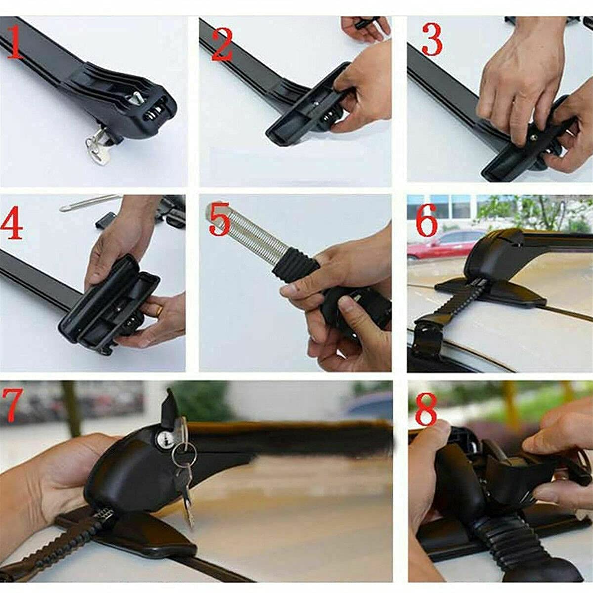 Roof Rack Crossbars, 2Pcs 40'' Universal Aluminum Car Cross Bar Luggage Rack with Adjustable Window Frame & Anti-Theft Design for Most Vehicle Without Roof Side Rail