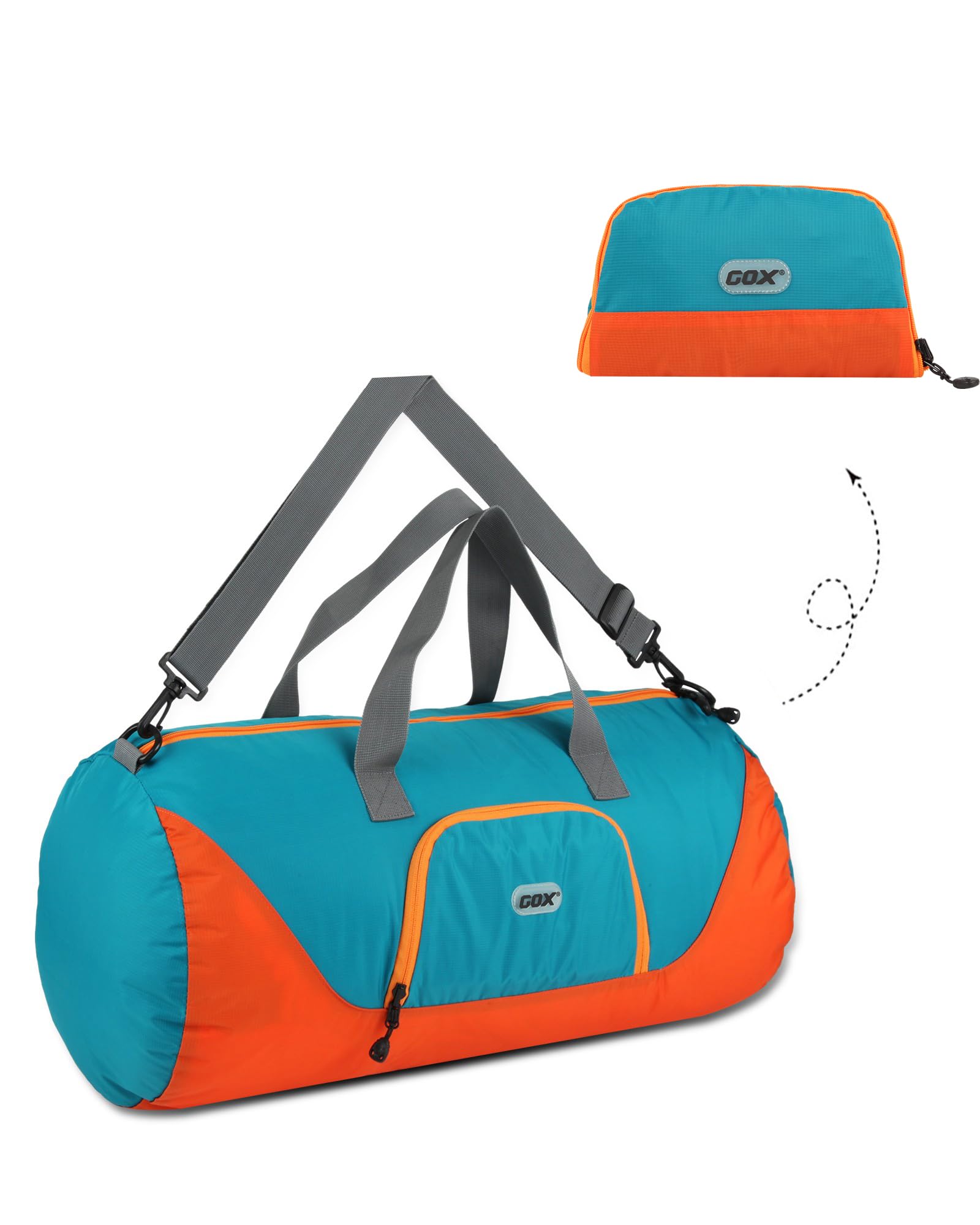 GOX Foldable Travel Bag Packable Tote Duffle Bag For Travel Spirit Airlines Personal Item Bag 18x14x8(Turquoise)