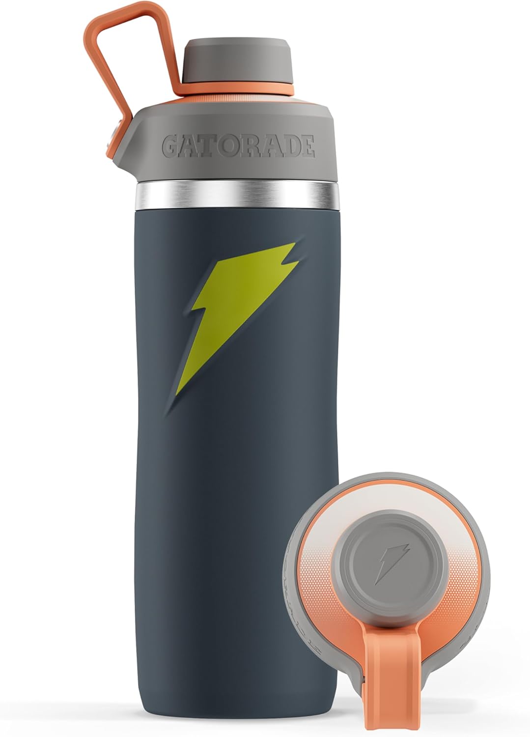 Gatorade 'Overtime' 22oz Stainless Steel Water Bottle, Twist Cap, Grey/Neon Yellow Twist Cap Grey/Neon Yellow