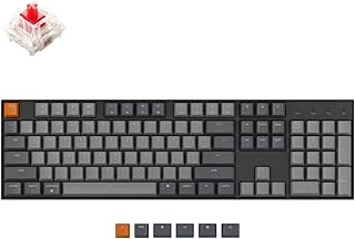 Keychron K10 Full Size Layout White LED Backlit Red Switch Hot-Swappable Mechanical Keyboard for Mac Windows, Multitasking 104-Key Bluetooth Wireless/USB Wired Computer Keyboard with Gateron G Pro