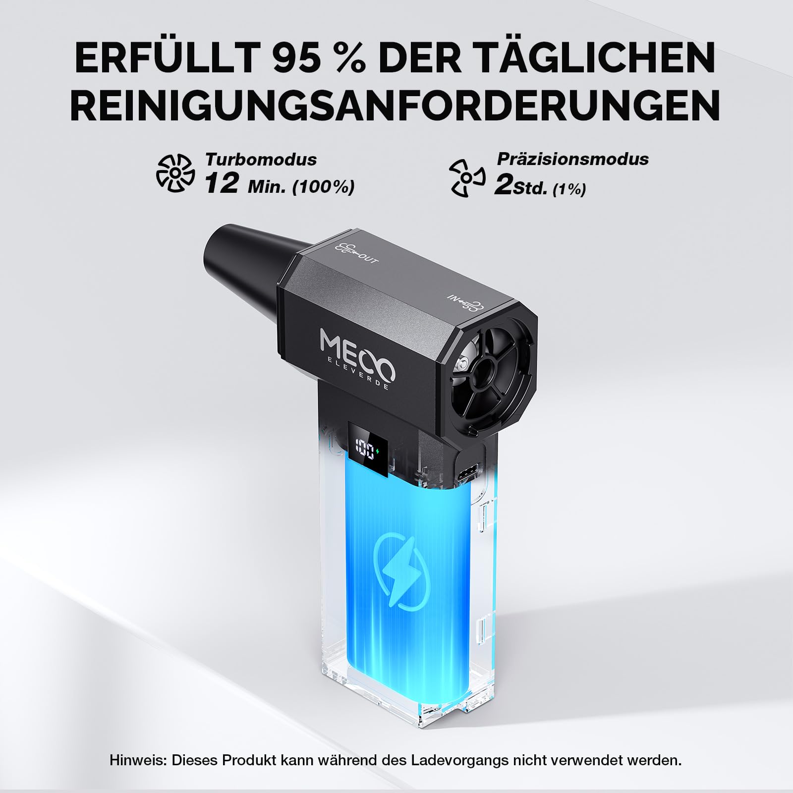 MECO ELEVERDE Elektrische Staubgebläse, 220.000 U/Min, 100-Gang mit LED-Display Akku Air Duster, Druckluftspray Dust Blower für PC Reinigungs Auto und Outdoor