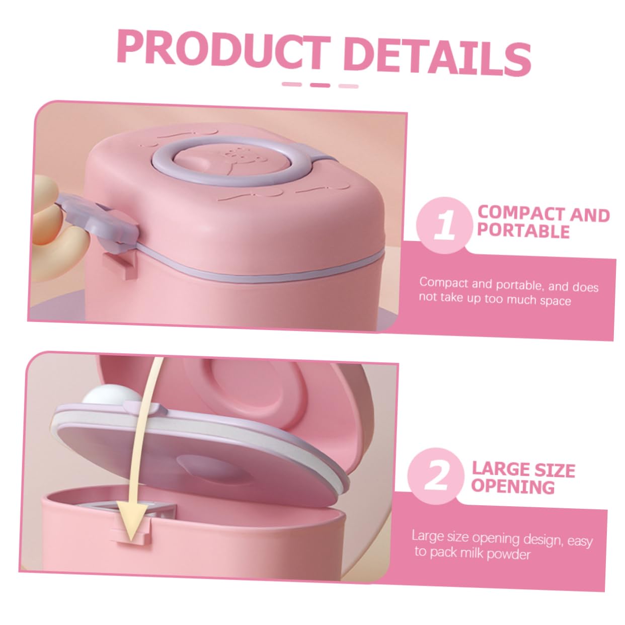 VICASKY Portable Formula Dispenser Sealed and Milk Powder Container for On The Go Use Cute Design for Snacks and Food Storage