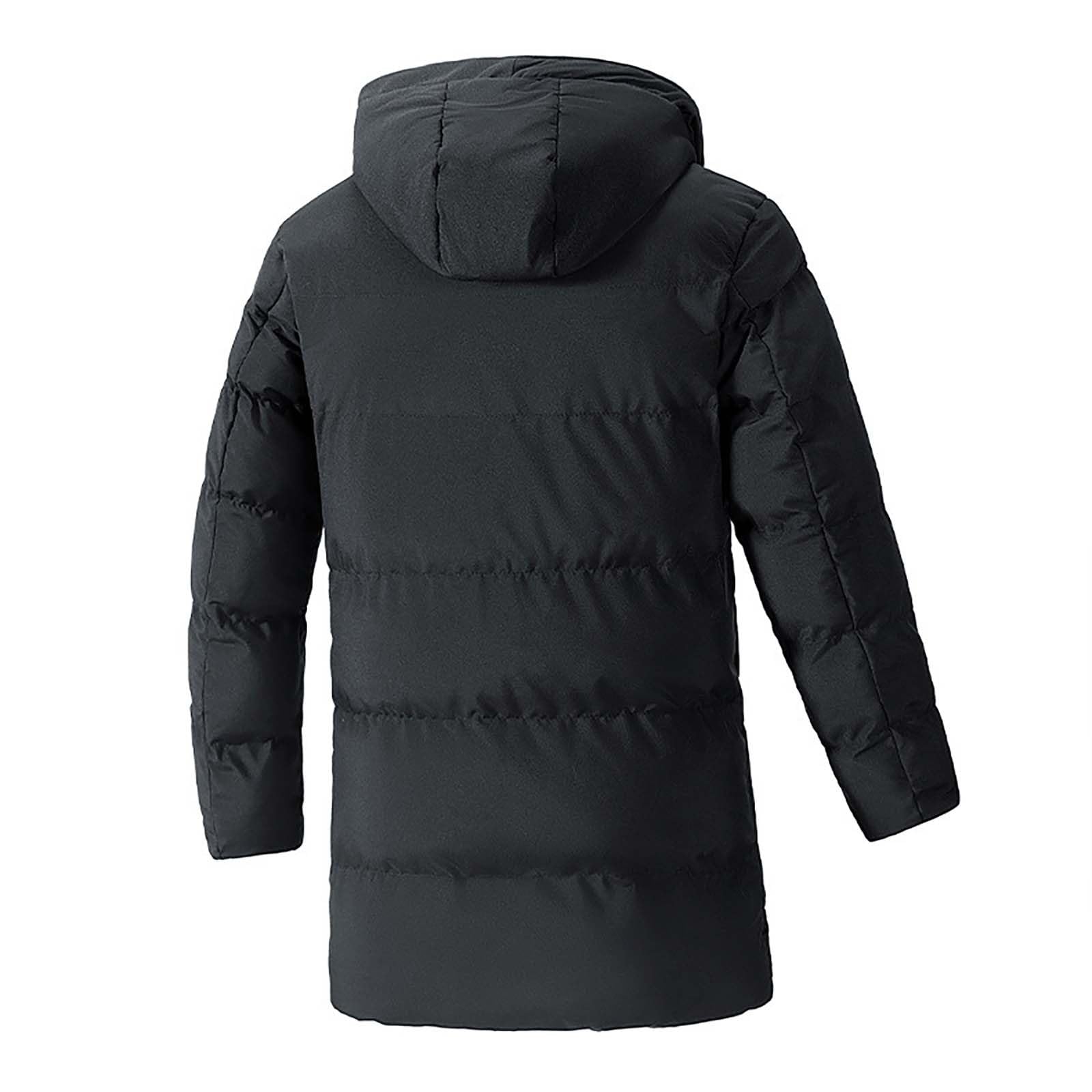 Piumino da uomo con cappuccio a maniche lunghe, cappotti invernali lunghi da uomo, impermeabili, caldi, parka, morbido, confortevole, tinta unita, con coulisse, piumini da uomo per attività