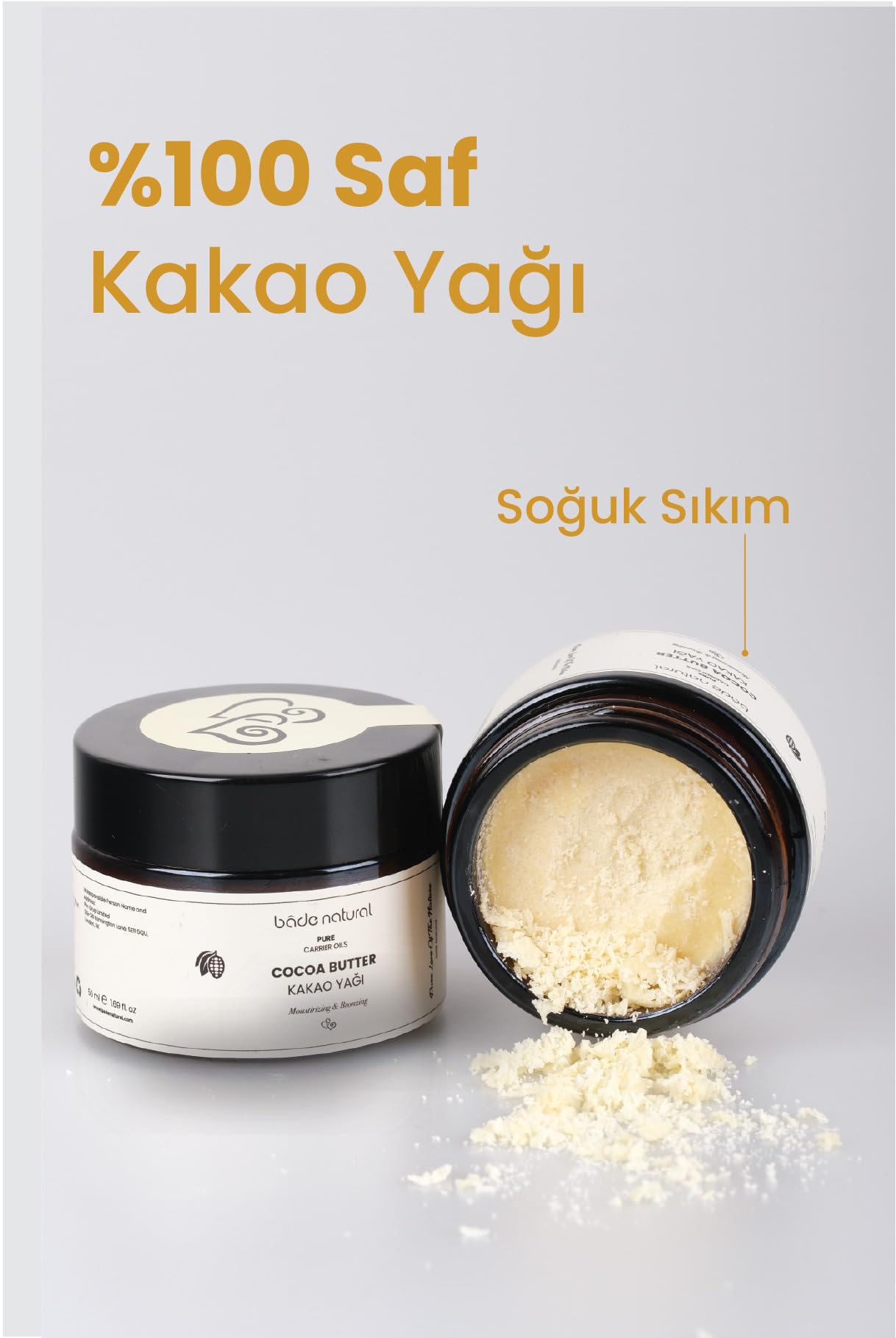 Bade Natural Soğuk Sıkım Kakao Yağı %100 Doğal & Saf 1 Paket (1 X 50 Ml)