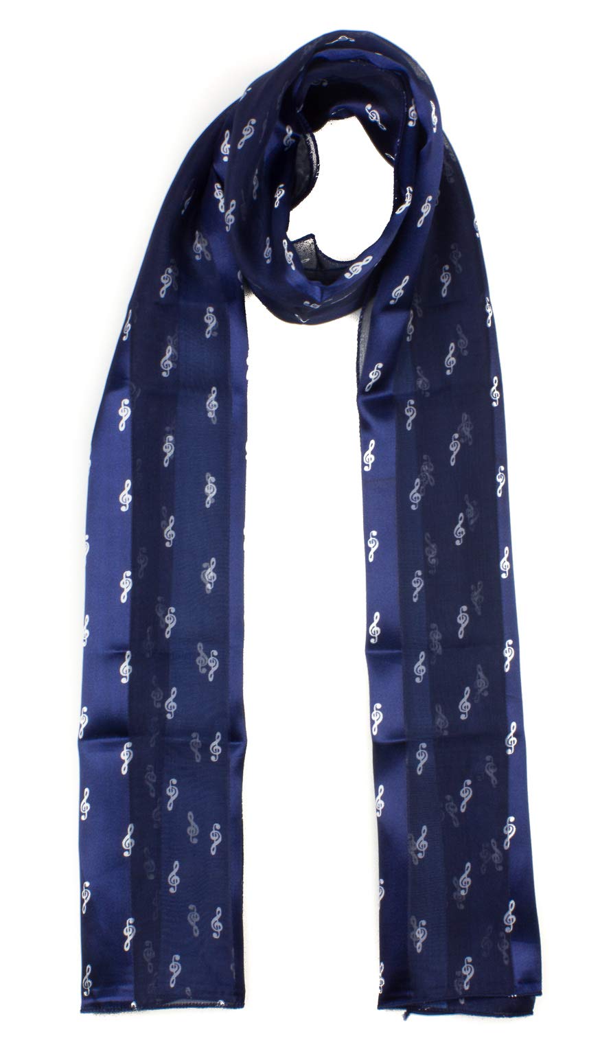 Mytoptrendz Women's Navy- White Small Note Mytoptrendz® Music Clef Note Satin Scarf Musical Notes And Treble Clef Wrap Gift For Music Lovers, Thin Music Scarf For Choirs And Musical Groups.(Navy- White Small Note)
