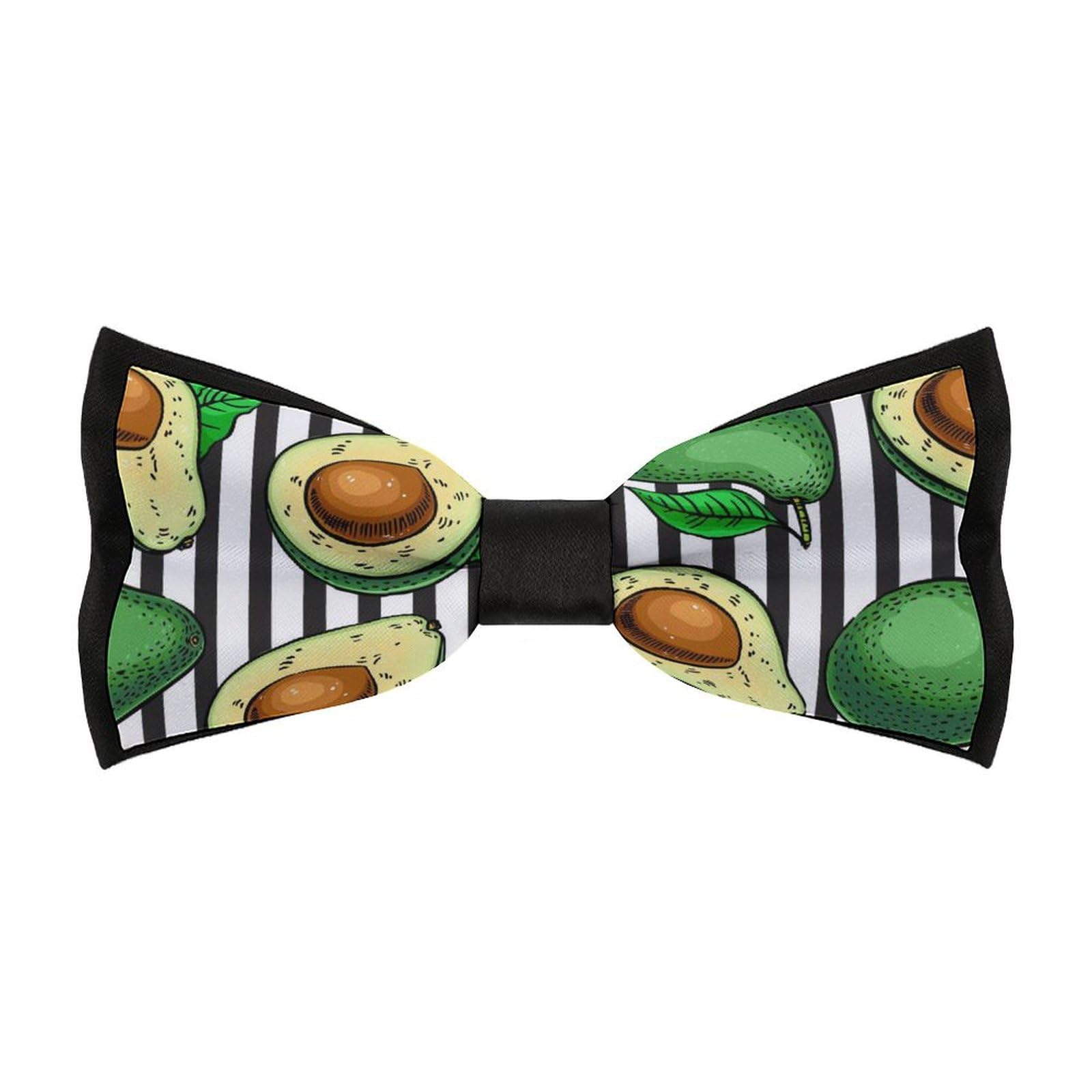 JYYAU Avocado Black And White Stripes Bow Tie Adjustable Necktie For Men Business Fashion Pre-tied Tie Neckwear Novelty Accessory For Weddings Party Festival