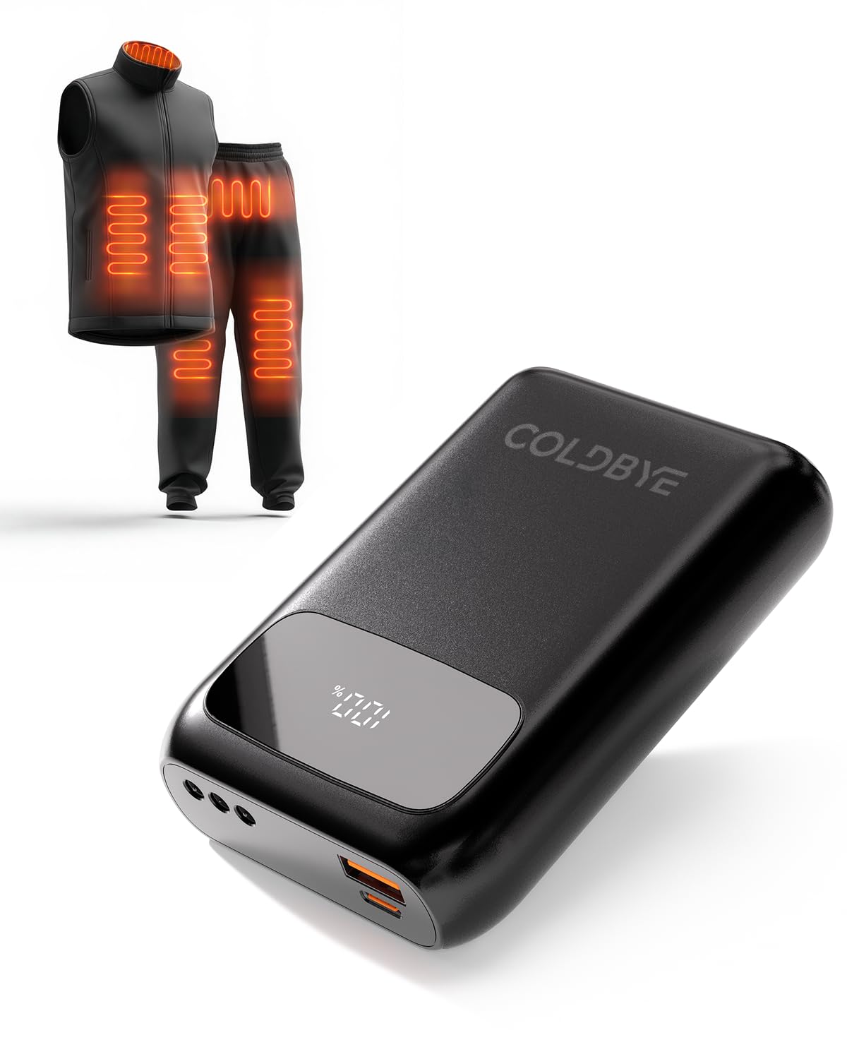 ColdBye PD 30W 5 Battery Pack for Heated Vest Built-in 3 DC Size Adapter DC 7 4V Power