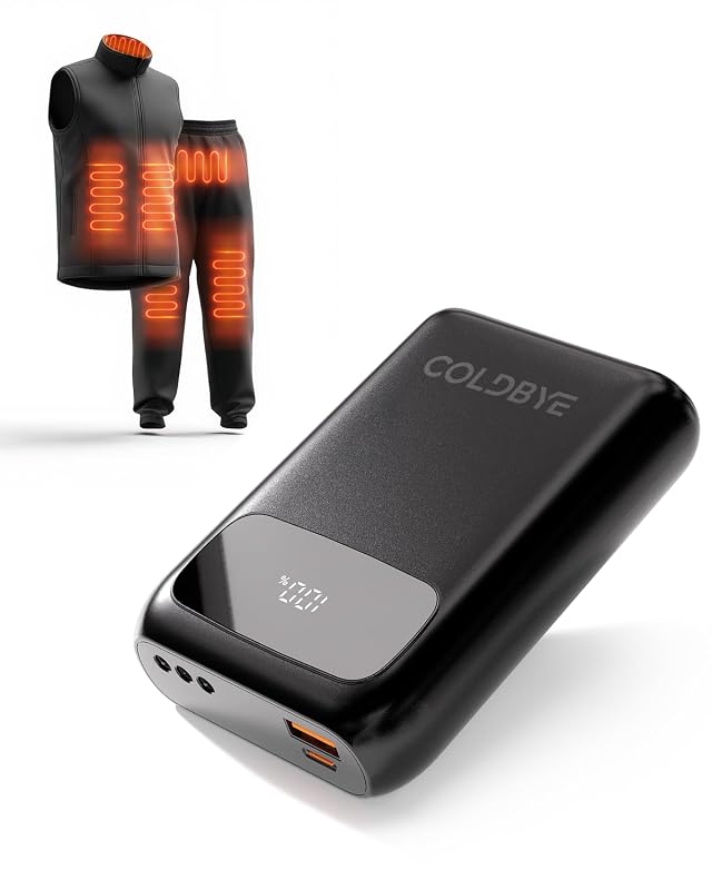 ColdBye PD 30W 5 Battery Pack for Heated Vest Built-in 3 DC Size Adapter DC 7 4V Power