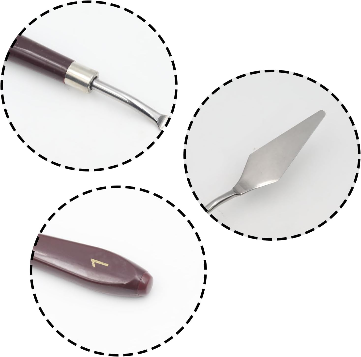 Pine & Linen 5pcs Frosting Spatula,Dual-use Pallet Knife Painting Knife,Baking Pastry Tool for Cake Fondant Chocolate/Art Painting Art Acrylic Draw Color Mixing Supplies