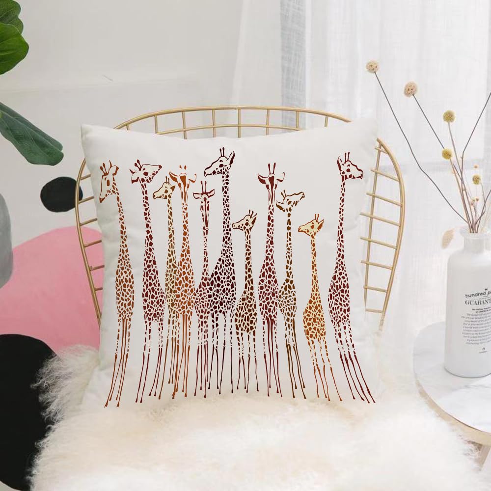 HYOSXW Cushion Cover,Throw Pillow Case Home Decorative for Living Room Bedroom Sofa Chair 16X16 Inch,Giraffe, gradient color block, silhouette pattern,Pillowcase 40X40cm