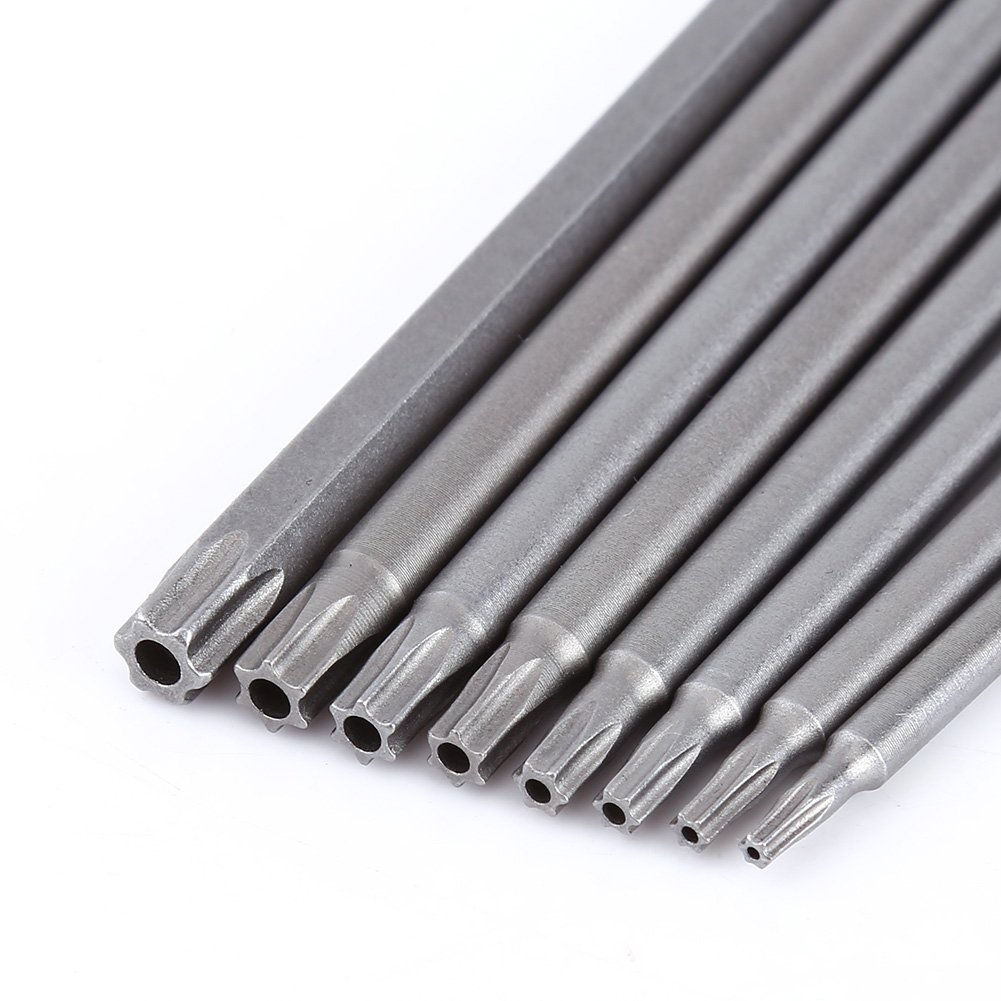 Akozon Torx Bits Set 150 Mm – 8 Stück, Magnetisch, 1/4 Zoll Sechskant, Größen T8 Bis T40