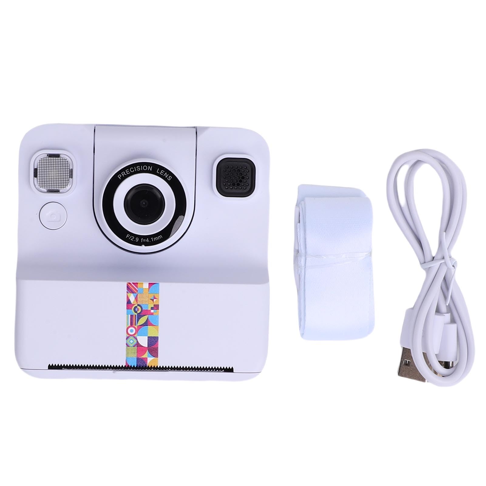 Lazmin112 Aparat Fotograficzny z Natychmiastowym Wydrukiem, 2,4 Cala, 24Mp, 1080p, Selfie, Obracany o 180° Aparat, Wbudowane Zabawne Ramki i Filtry, 1Gb, Dla Studentów, Twórców (WHITE)