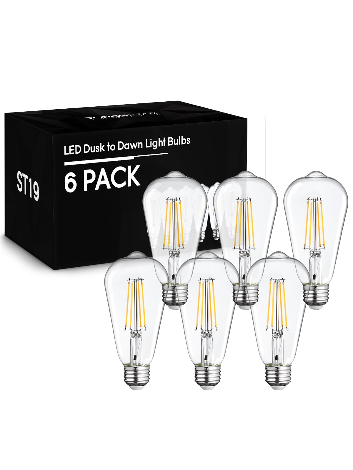 TORCHSTAR Dusk to Dawn Light Bulbs Outdoor, Sensor ST19 LED Light