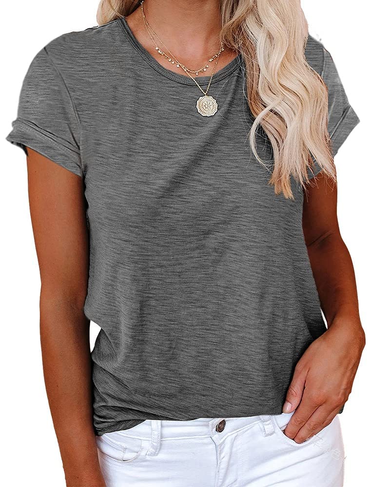 Cicy Bell T-Shirt Damen Kurzarmhemden für Damen Oberteile Rundhals Casual Locker Lässig Sommer Baumwolle T-Shirts