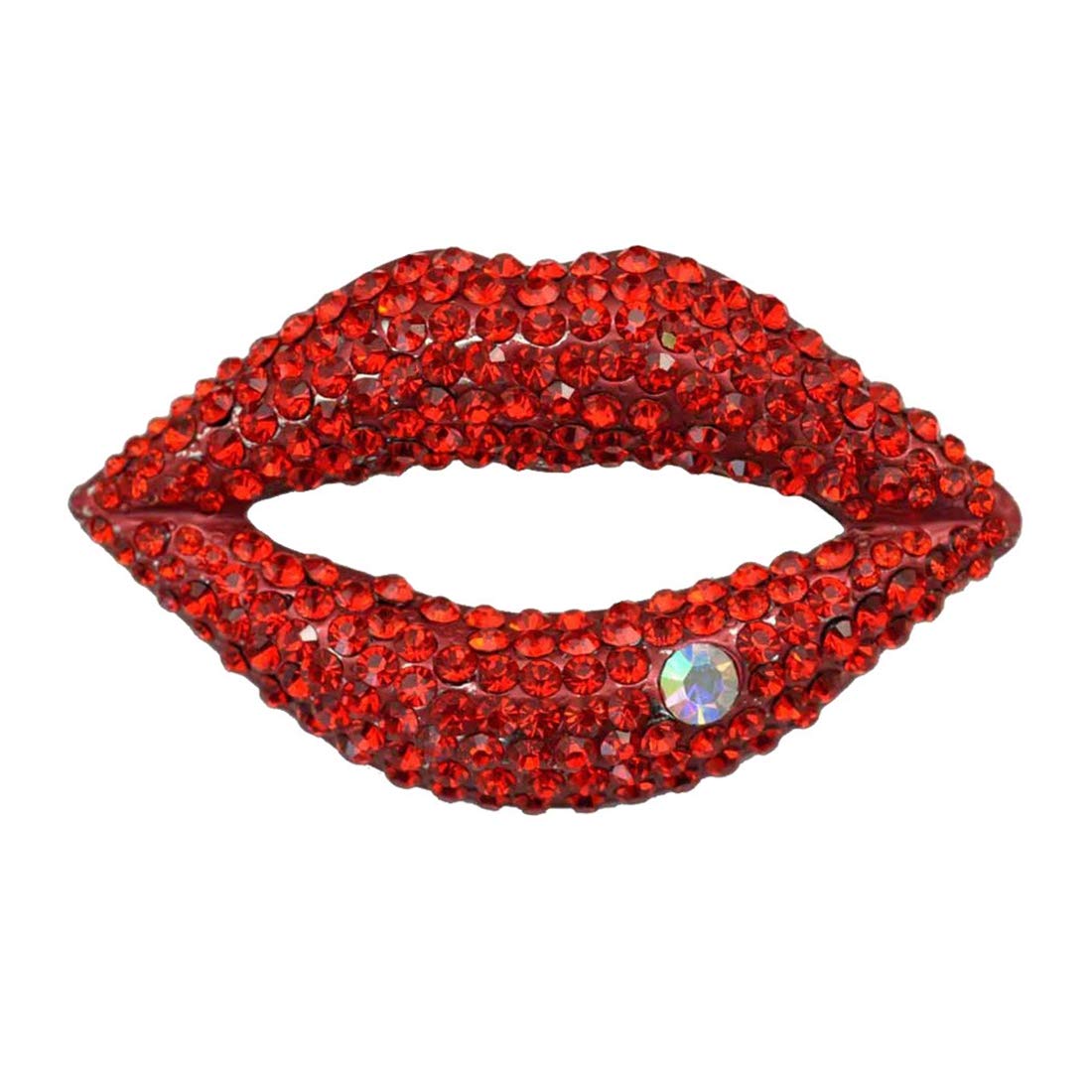 Hot Red Lips Rhinestone Brooch Pin Women Jewelry Sweater Shawl Scarf Buckle