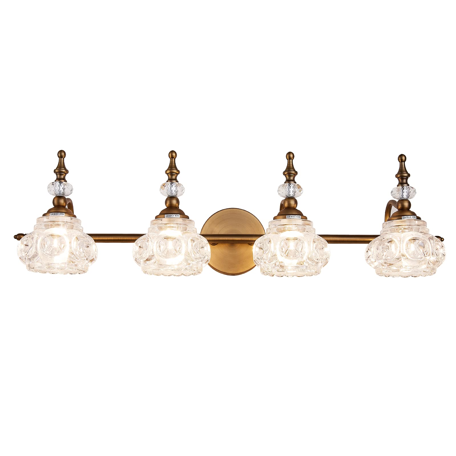 ZILANL Vintage Bathroom Vanity Light Fixtures, 4 Lights Bathroom Vanity
