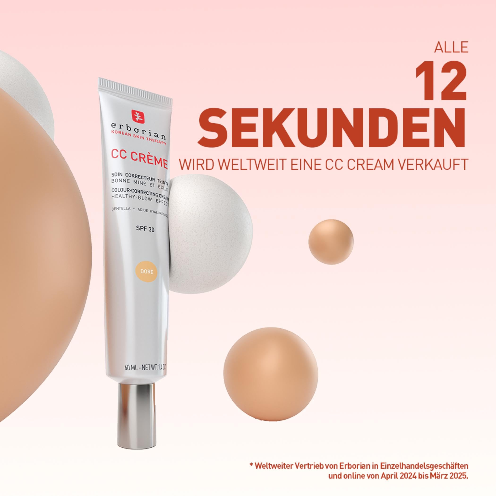 Erborian - CC Crème mit Centella Asiatica - High-Definition Illuminierende GesichtsCrème und Make-up - Sonnenschutz SPF 30 - Koreanische Kosmetik
