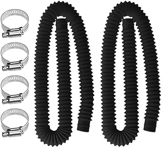 Frunimall Swimming Pool Replacement Hose, 32mm Pool Filter Pump Replacement Hose with 4 Metal Clamps for 1-1/4 (32mm) Intex Systems and Above Ground Pools (Black)