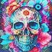 igoodom Diamond Art Kits for Adults, Sugar Skull Diamond Painting Kit, Full Drill Round Skull Flower Diamond Art Kits, DIY Gem Art and Crafts for Home Wall Decor Gift 13.78x13.78inch