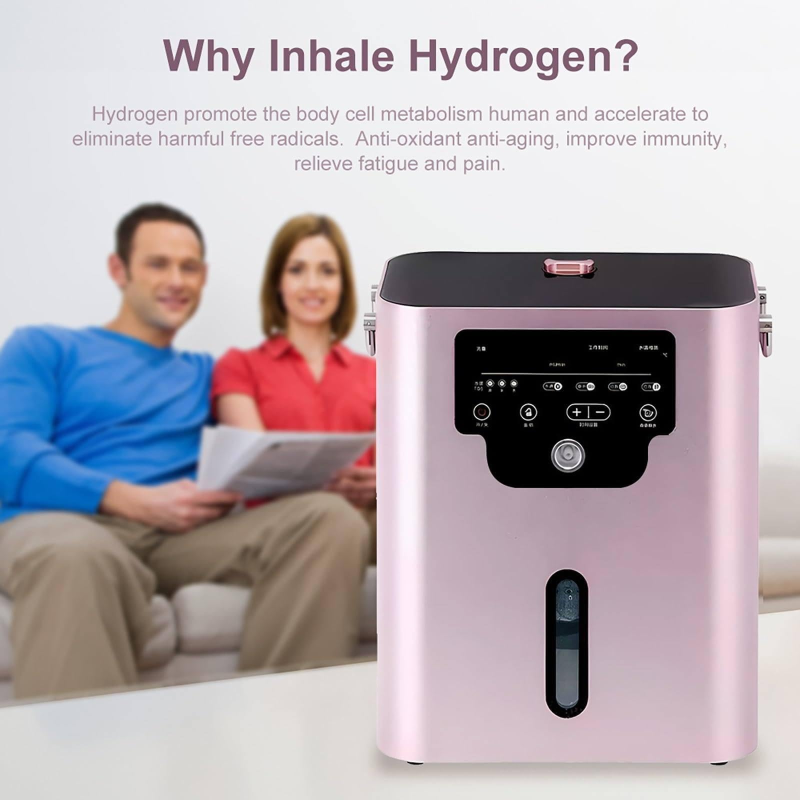 Urządzenie Do Inhalacji Wodorem O Wydajności 600 Ml/Min - Duży Zbiornik Na Wodę O Pojemności 2,5 L, Generator Wodoru, Oczyszczanie Jonizatorem Z Ekranem LED, Ustawienie Czasu