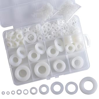 OURUI 600Pcs 10 Sizes Nylon Flat Washers Assortment Kit for Screw Bolts