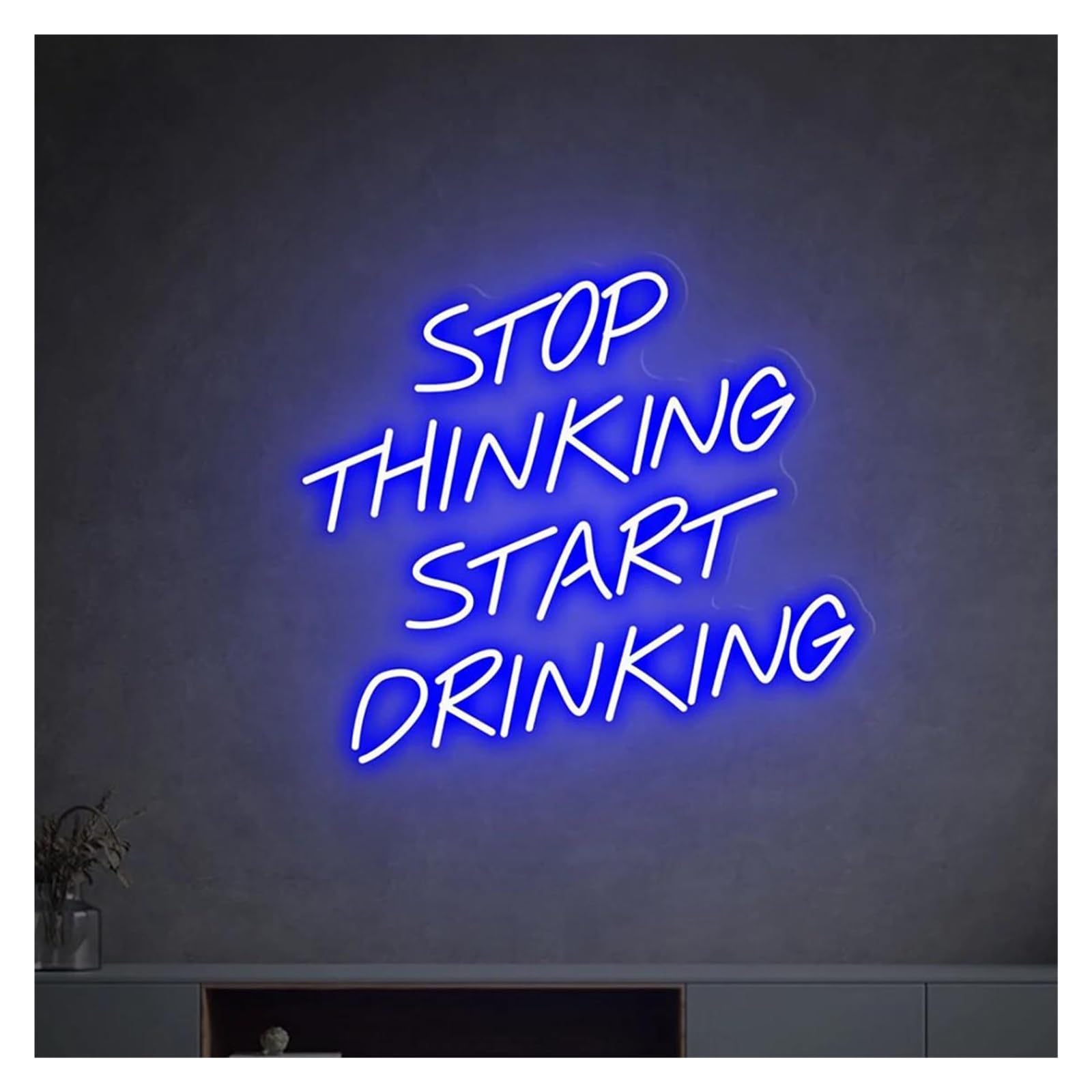 LEMST Signs Lamp Stop Thinking Start Drinking Neon Sign Light USB Powered for Beer Bar Club Game Room Party Restaurant Wall Decor 38cm×33cm(G)