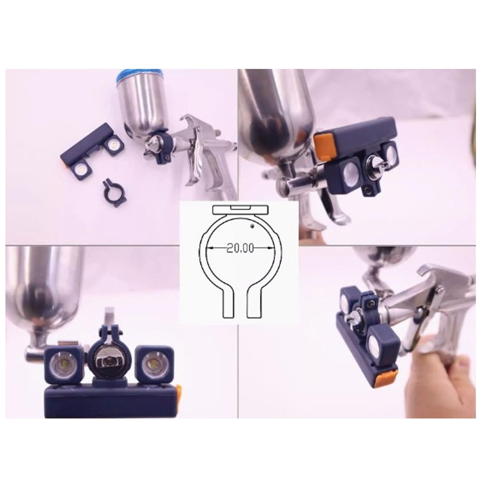 Asixxsix Lumière pour Pistolet à Peinture, Lampe LED de Remplissage pour Pistolet à Peinture, 2 Modes, lumière Blanche et Chaude, 2 Luminosité Ajustable USB Pistolet à Peinture Automobile