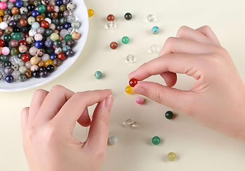 Miniatura 3 de LAIDANLA 100 cuentas redondas de piedra natural multicolor de 0.315 pulgadas para la fabricación de joyas de bricolaje